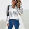 European style Loose White Stripe blouse for women