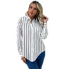 European style Loose White Stripe blouse for women