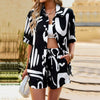 European style Summer Casual Blouse +short pants 2 pcs set