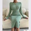 European style Solid color Slim Matching dress