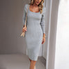 European style women Fashion casual Square neck Hip-full dress