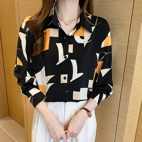 Fashion Polo collar Loose Chiffon Women blouse