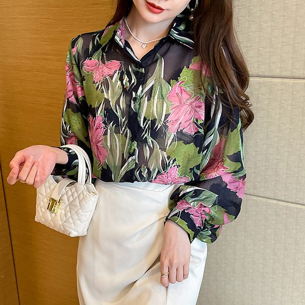 Style Retro Fashion Long sleeve blouse