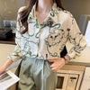 Fashion Chain printed Long sleeve women blouse