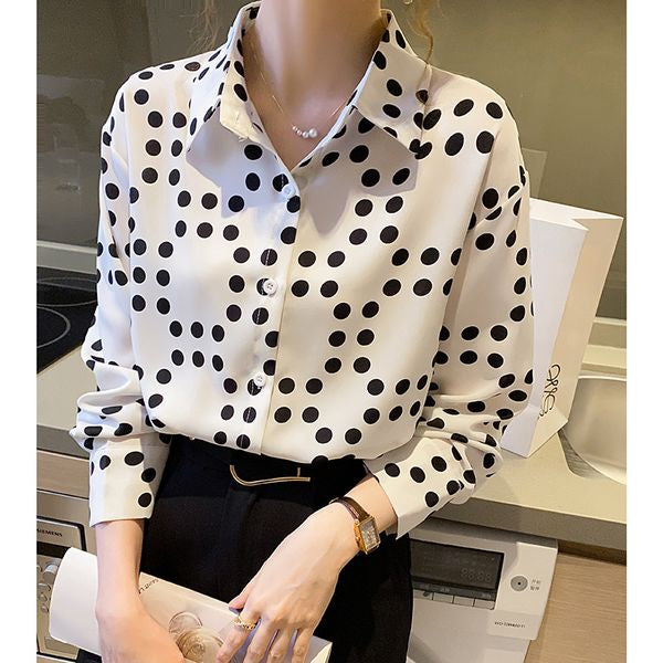 Korean style Fashion Printed Long sleeve Chiffon blouse