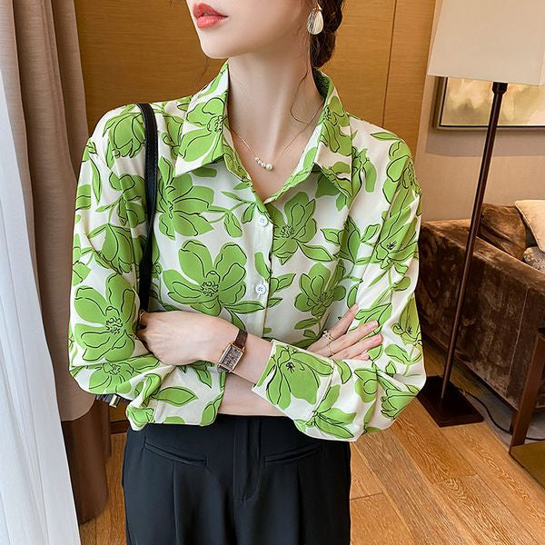 Long sleeve Loose Chiffon Women blouse