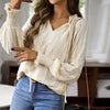 European style Summer V collar Long sleeve blouse