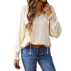 European style Summer V collar Long sleeve blouse