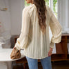 European style Summer V collar Long sleeve blouse