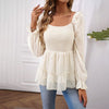 European style Summer Elegant Square neck blouse