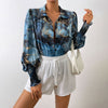 European style Summer Long sleeve Printed Blouse