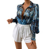 European style Summer Long sleeve Printed Blouse