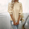 European style Autumn fashion Solid color Casual Top