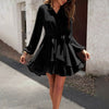 European style Solid color Sexy Long sleeve dress