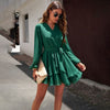 European style Solid color Sexy Long sleeve dress