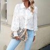 European style Casual Elegant Polo collar Long sleeve blouse