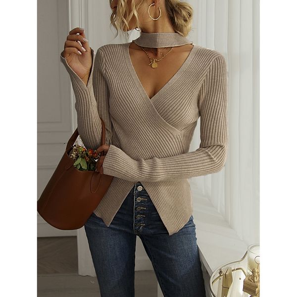 European Fashion Elegant  Blouse V neck Pullovers