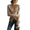 European Fashion Elegant  Blouse V neck Pullovers