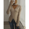 European Fashion Elegant  Blouse V neck Pullovers