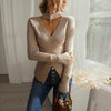 European Fashion Elegant  Blouse V neck Pullovers