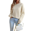 European style Round collar Long sleeve Sweater Blouse