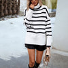 European style Knitted Sweater Stripe High collar Blouse