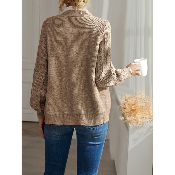 European style Casual Blouse Solid color Cardigans