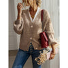 European style Casual Blouse Solid color Cardigans