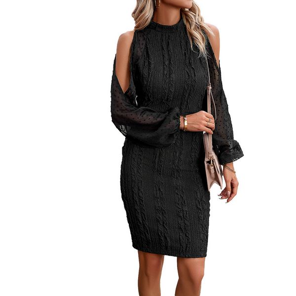 European style Elegant Solid color Long sleeve dress