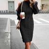 European style Elegant Solid color Long sleeve dress