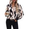 European style Casual V collar Long sleeve shirt