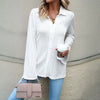 European style Casual Solid color Long sleeve shirt