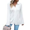 European style Casual Solid color Long sleeve shirt