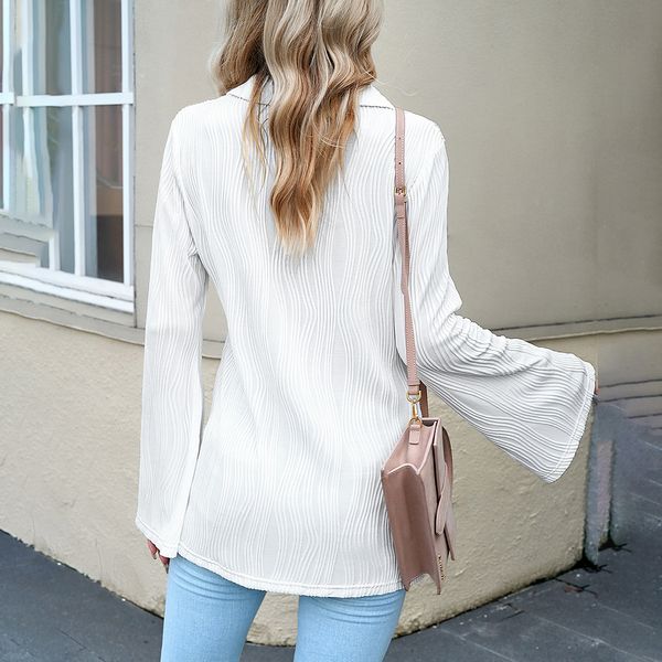 European style Casual Solid color Long sleeve shirt