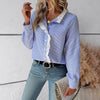 European style Casual Stripe Long sleeve shirt