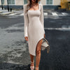 European style Elegant Square neck Long sleeve Slim dress