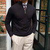 Men's Stand-up Collar Zipper Knit Long-sleeved Sweater