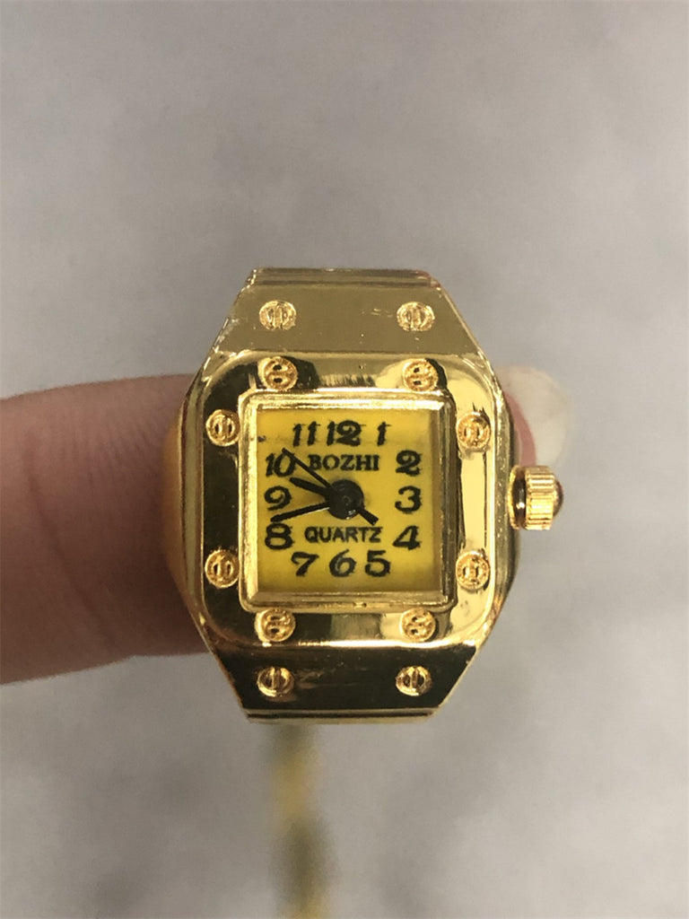 Fashion Creative Simple Elastic Square Gold Ring Watch