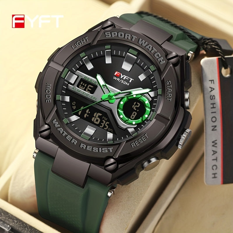 Men's Watch FYFT Boy's Metal Outdoor Trendy Multifunctional Electronic Watch, Ideal choice for Gifts FS