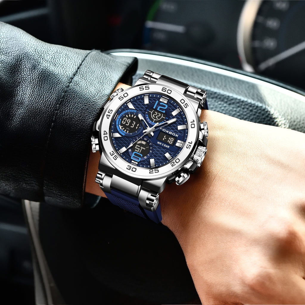 Sports Watch for Men, Dual Display Digital Quartz Watch, Alarm Clock Chronograph Multifunction Luminous Watch, Ideal choice for Gifts FS