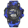 Boys' Camo Silicone Strap Digital Watch - Large Dial, Date & Week Display, Alarm, Chronograph, Luminous, Waterproof FS