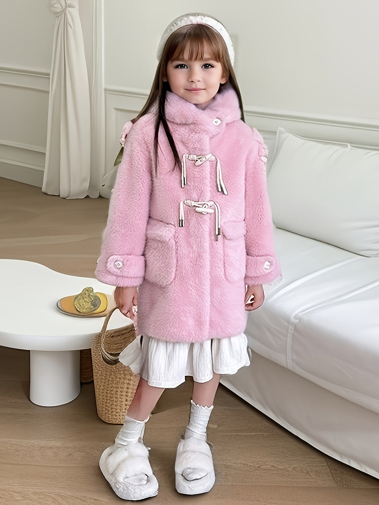 Elegant Girl's Coat, Medium Length, Outerwear, FS