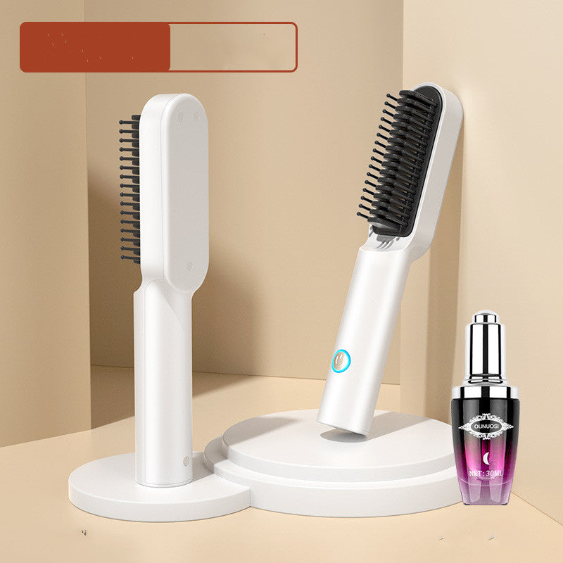 Hot Air Comb USB Portable Re chargeable Professional Hair Dryer Brush 2 In1 Mini Hair Straightener Curler Brush Hair Styler