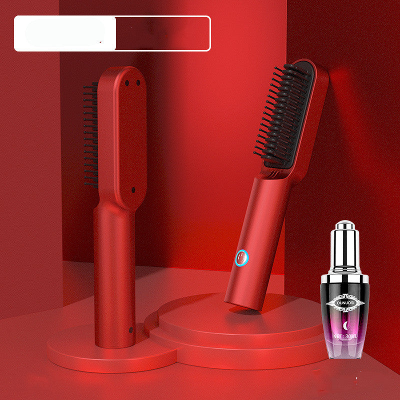 Hot Air Comb USB Portable Re chargeable Professional Hair Dryer Brush 2 In1 Mini Hair Straightener Curler Brush Hair Styler