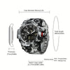 Men's Sports Watch, SANDA  Dual Display Quartz Movement, Round Dial with Stopwatch, Date, Alarm Clock, Luminous Multifunctional Tactical Wristwatch with TPU Strap FS