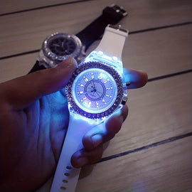 LED Glowing Watches Rhinestone Stubbed Silicone Watches Gift For Birthday Christmas Gift Accessories FS