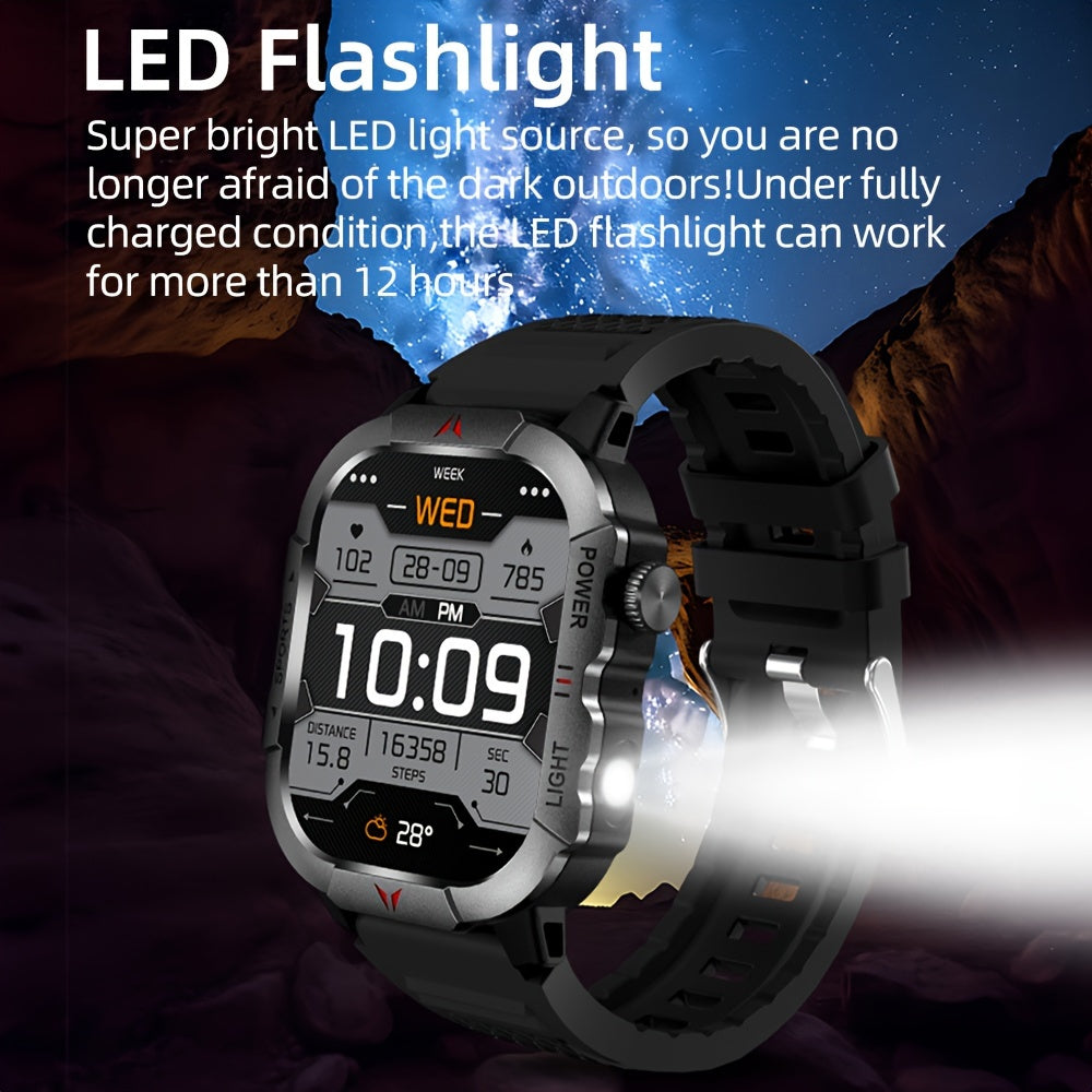 Smartwatch 2024 with 5.11cm Full Touch HD Screen, LIFEBEE USB Rechargeable Flashlight, Call Function, 100+ Exercise Modes, Pedometer & Calorie Tracker, Wireless, Long-Lasting Polymer Battery, FS