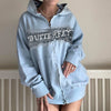 Fashion Printing Contrast Color Hooded Sweater Cardigan