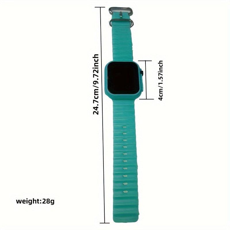 Sleek Digital Sports Watch For Teens & Adults - Square, Multiple Colors Available, Silicone Band, Non-Waterproof FS