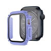 3 PCS Screen Tempered Glass Film Armor Waterproof Watch Case For Apple Watch Series 8&7 45mm(Black + Midnight Blue+ Purple)